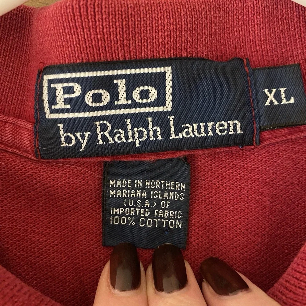 Vintage Polo‎ Ralph Lauren Polo Mens XL Made In USA Long Sleeve Red Cotton Pony